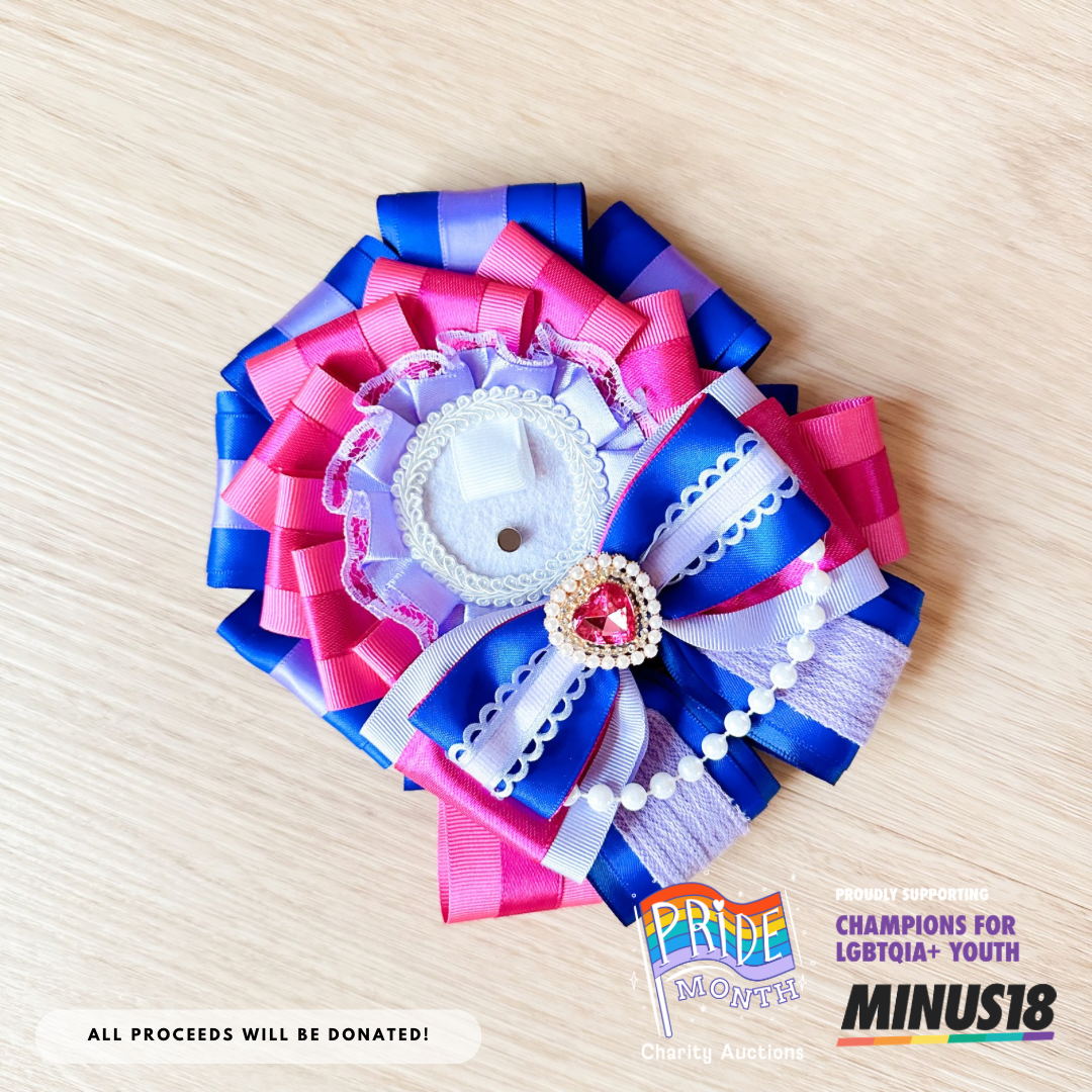 (48 HR AUCTION) PRIDE Month Charity Auction - Bi Flag Rosette