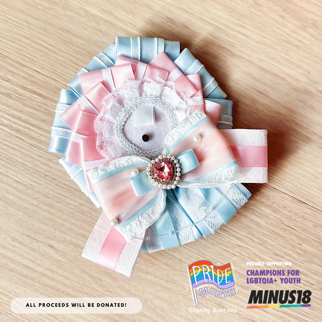 (48 HR AUCTION) PRIDE Month Charity Auction - Trans Flag Rosette