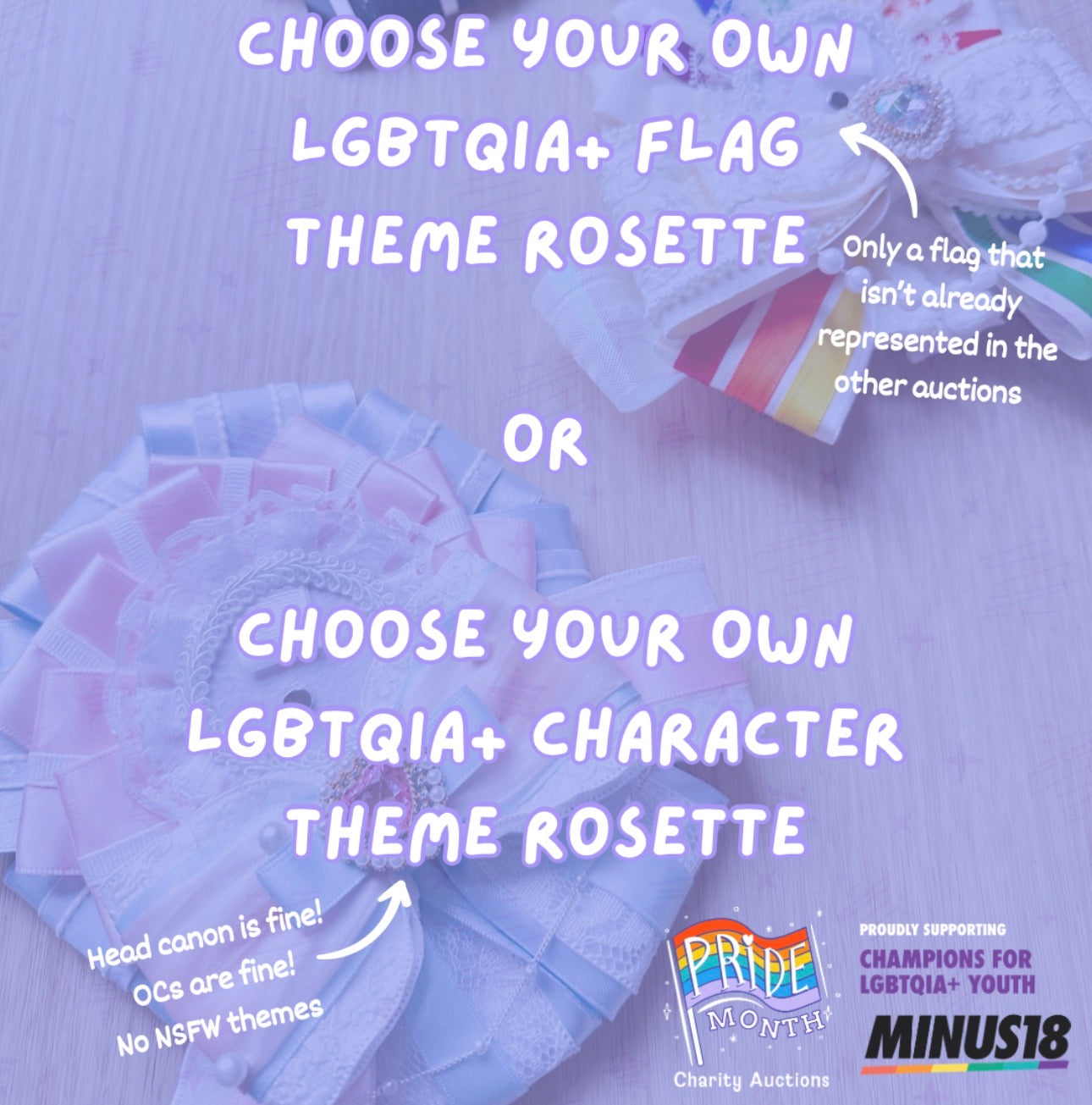(48 HR AUCTION) PRIDE Month Charity Auction - (NOV 2026 PRE-ORDER) Custom PRIDE Rosette